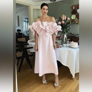 Aje Etta Pink Linen Midi Dress size 2